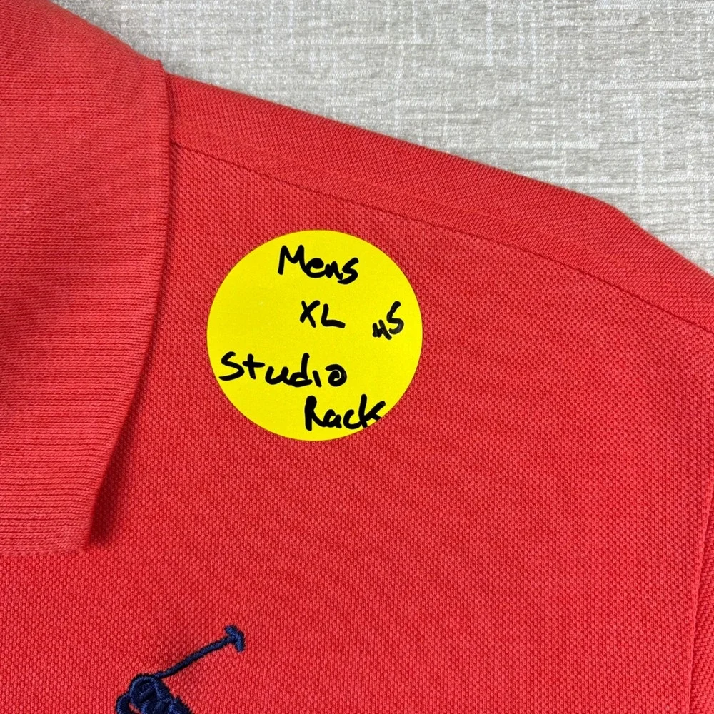 Polo Ralph Lauren Mens XL Red Big Pony Short Sleeve Pique Polo Shirt Navy Blue 3